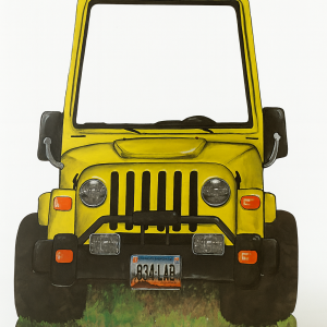 Jeep amarillo decorativo para fiestas temáticas y photocall infantil