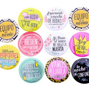 LOTE 11 CHAPAS FRASES WEDDING (también personalizables)