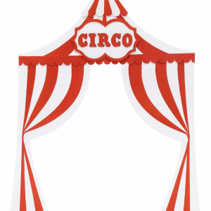 Arco decorativo circo rojo y blanco para fiestas infantiles y cumpleaños temáticos
